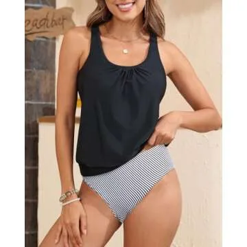Stylish Yonique Women's Tankini Swimsuit with Tummy Control
