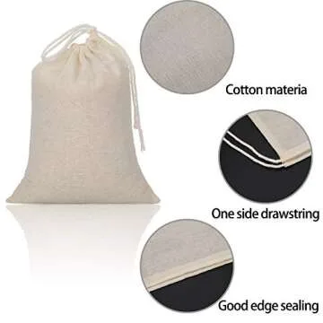 Tatuo 50 Pcs 6 x 8 Inches Muslin Bags Cotton Drawstring Bags Canvas Linen Bag Sachet Bag Reusable Empty Gift Pouch for Party Home Supplies
