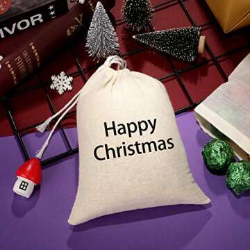 Tatuo 50 Pcs 6 x 8 Inches Muslin Bags Cotton Drawstring Bags Canvas Linen Bag Sachet Bag Reusable Empty Gift Pouch for Party Home Supplies