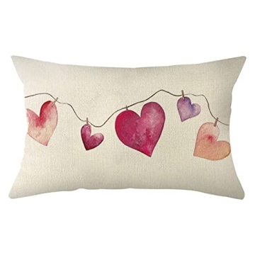 Stylish Watercolor Love Heart Throw Pillow Cover