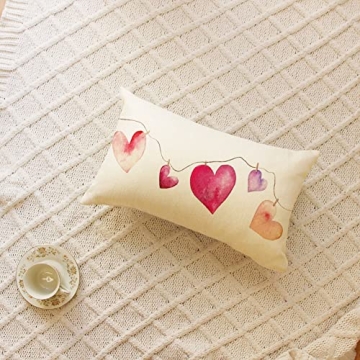 Stylish Watercolor Love Heart Throw Pillow Cover
