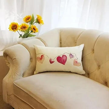 Stylish Watercolor Love Heart Throw Pillow Cover