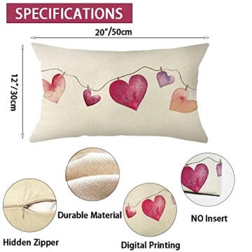 Stylish Watercolor Love Heart Throw Pillow Cover