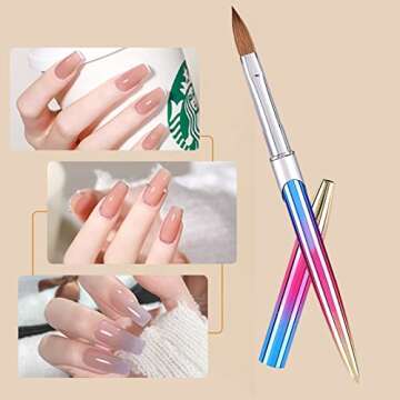 12# Acrylic Nail Brush,Acrylic Handle Professional Nail Art Powder Brush Manicure Tool ,Professional Nail Art Brush Manicure for Women, Sable Nail Art Brush for DIY Home Salon Nail Art Manicure Tool