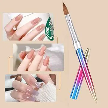 12# Acrylic Nail Brush,Acrylic Handle Professional Nail Art Powder Brush Manicure Tool ,Professional Nail Art Brush Manicure for Women, Sable Nail Art Brush for DIY Home Salon Nail Art Manicure Tool
