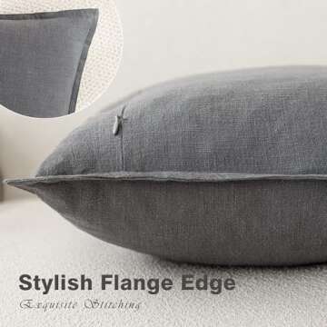 Foindtower Decorative Linen Throw Pillow Covers 26x26 Grey