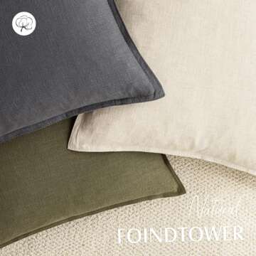Foindtower Decorative Linen Throw Pillow Covers 26x26 Grey