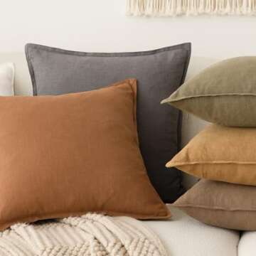 Foindtower Decorative Linen Throw Pillow Covers 26x26 Grey