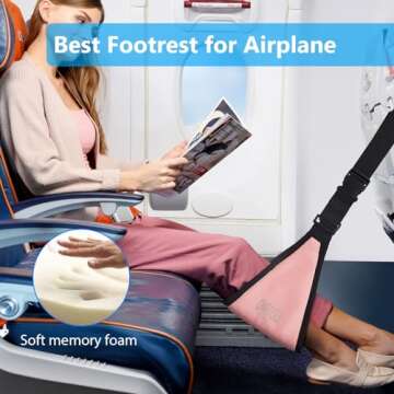 ONECOLE Airplane Footrest - Travel Foot Hommock with Memory Foam, Portable Adjustable Plane Leg Rest...