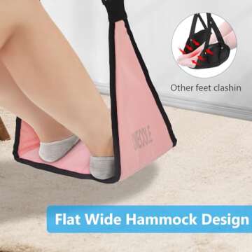 ONECOLE Airplane Footrest - Travel Foot Hommock with Memory Foam, Portable Adjustable Plane Leg Rest, No Clashing Footrest Provides Relaxation and Comfort for Long Flight (Pink)