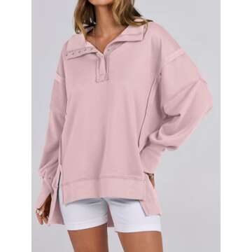 ANRABESS Women's Oversized Button Up Henley Sweatshirt - Comfortable & Stylish Fall Fashion