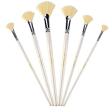Amagic Fan Brush Set - Hog Bristle Natural Hair - Artist Soft Anti-Shedding Paint Brushes for Acryli...