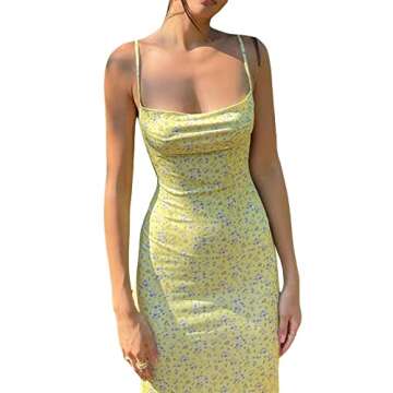 Trendy Women Sexy Spaghetti Strap Bodycon Dress for Parties