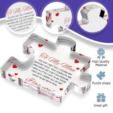 Valentines Day Gifts for him - Engraved Acrylic Block Puzzle - Gifts for Him - Anniversary Present f...