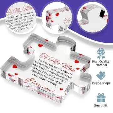 Valentines Day Gifts for him - Engraved Acrylic Block Puzzle - Gifts for Him - Anniversary Present f...