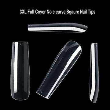 SITELENABY 3XL Full Cover Square Nail Tips, 360pcs