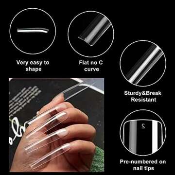 SITELENABY 3XL Full Cover Square Nail Tips, 360pcs
