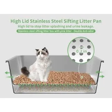 Durable Stainless Steel Cat Litter Box for Large Cats