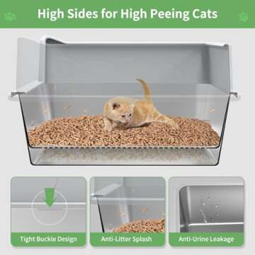 Durable Stainless Steel Cat Litter Box for Large Cats