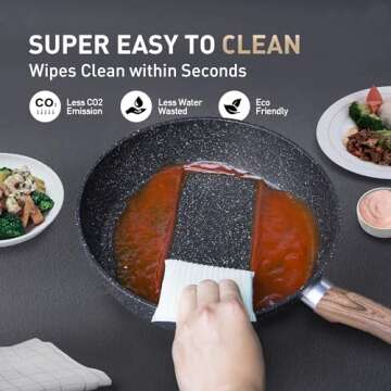 MAISON ARTS Pots and Pans Set Non Stick, 12 Piece Black Granite Kitchen Cookware Induction Compatible, Pot and Pan Sets for Cooking Nonstick