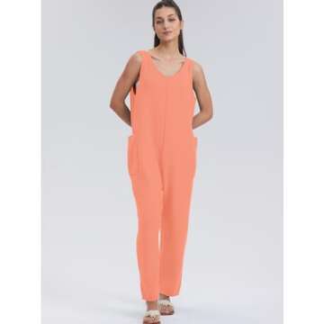 WIHOLL One Piece Jumpsuits for Women Casual Summer Vacation Outfits Rompers 2024 V Neck Halara Overa...