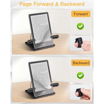 ADZERD Remote Page Turner for Kindle Paperwhite Oasis, Forward & Backward Page Turner Clicker for iPad eBook Reading in Bed, Camera Video Shooting Remote Control for iOS and Android Devices