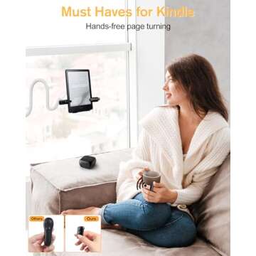 ADZERD Remote Page Turner for Kindle Paperwhite Oasis, Forward & Backward Page Turner Clicker for iPad eBook Reading in Bed, Camera Video Shooting Remote Control for iOS and Android Devices