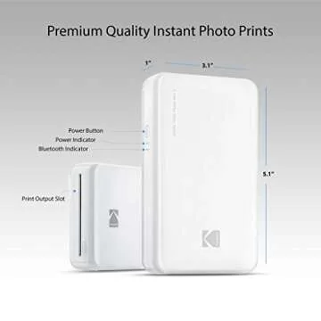 Kodak AMZKODMP2K3W Mini2 Instant Photo Printer (White) Gift Bundle + Paper (20 Sheets) + Deluxe Case + 7 Fun Sticker Sets + Twin Tip Markers + Photo Album + Hanging Frames