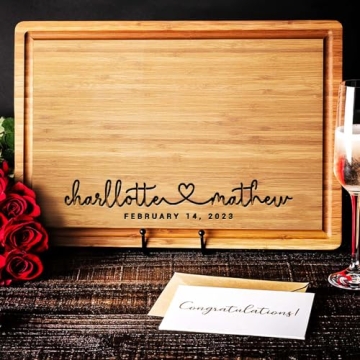 Personalized Wood Engraved Cutting Board - Customized Chopping Block - Unique Present for Wedding, A...