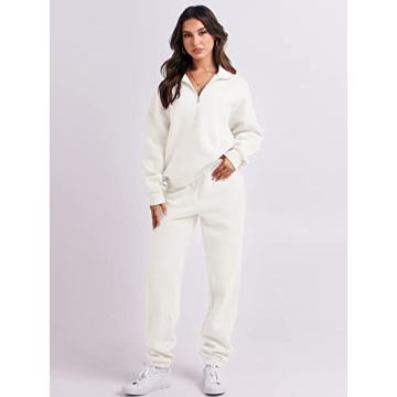 ANRABESS Women's Oversized Half Zip Sweatsuit Joggers Set