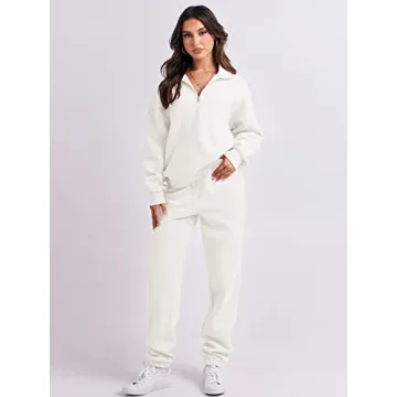 ANRABESS Women's Oversized Half Zip Sweatsuit Joggers Set