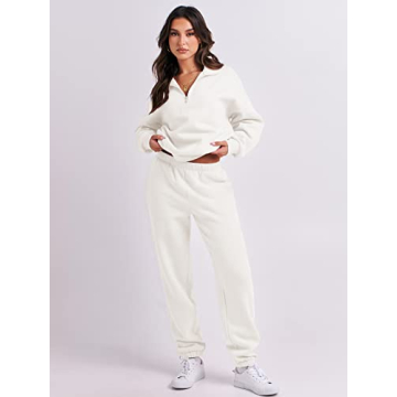 ANRABESS Women's Oversized Half Zip Sweatsuit Joggers Set