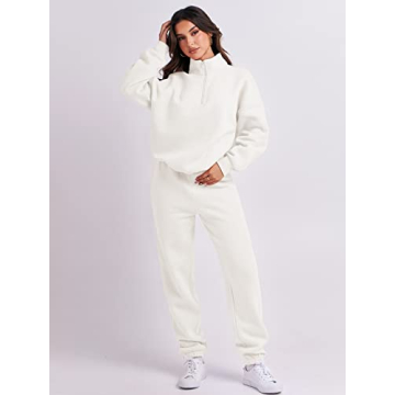 ANRABESS Women's Oversized Half Zip Sweatsuit Joggers Set