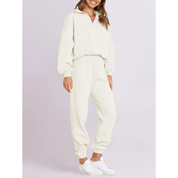 ANRABESS Women's Oversized Half Zip Sweatsuit Joggers Set