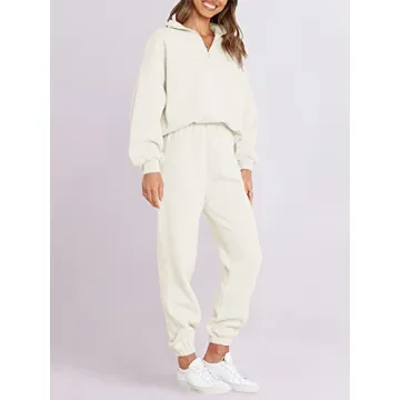 ANRABESS Women's Oversized Half Zip Sweatsuit Joggers Set