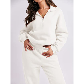 ANRABESS Women's Oversized Half Zip Sweatsuit Joggers Set
