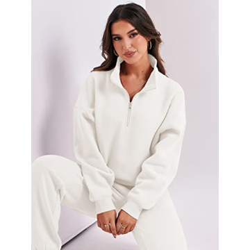 ANRABESS Women's Oversized Half Zip Sweatsuit Joggers Set