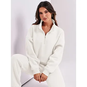 ANRABESS Women's Oversized Half Zip Sweatsuit Joggers Set