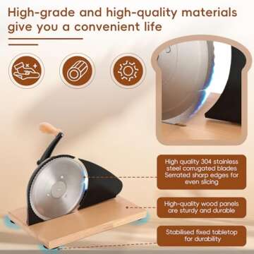 Bread slicer for homemade bread Easy to clean adjustable thickness for even slicing Manual bread slicer with hand crank Strong and stable suction makes slicing bread a breeze hand crank bread slicer