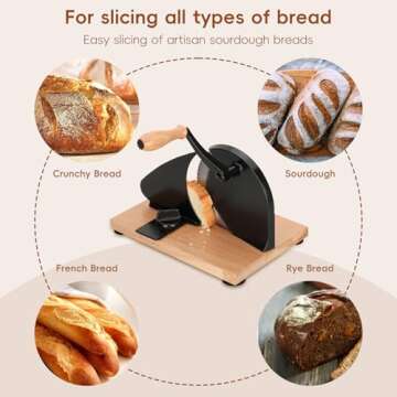 Bread slicer for homemade bread Easy to clean adjustable thickness for even slicing Manual bread slicer with hand crank Strong and stable suction makes slicing bread a breeze hand crank bread slicer