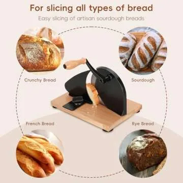 Bread slicer for homemade bread Easy to clean adjustable thickness for even slicing Manual bread slicer with hand crank Strong and stable suction makes slicing bread a breeze hand crank bread slicer