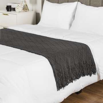 PAVILIA Dark Gray Knit Throw Blanket for Couch Bed, Soft Knitted Farmhouse Sofa Throw for Living Room, Lightweight Decorative Summer Throw Blanket for Chair, Outdoor Textured Boho Blanket, 50x60