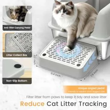 Zapstarz Stainless Steel Cat Litter Box, Enclosed Metal Litter Box with Lid, XL Extra Large Cat Litter Box for Big Cats, Non-Sticky High Side Kitty Litter Box, Anti-Leakage, Easy Cleaning (Light Grey)
