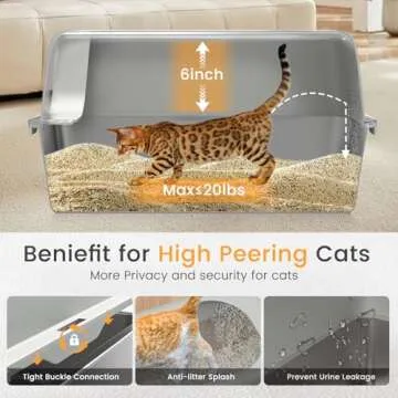Zapstarz Stainless Steel Cat Litter Box, Enclosed Metal Litter Box with Lid, XL Extra Large Cat Litter Box for Big Cats, Non-Sticky High Side Kitty Litter Box, Anti-Leakage, Easy Cleaning (Light Grey)