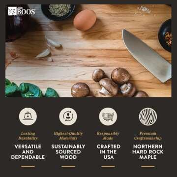 John Boos Block Chop-N-Slice Reversible Wood Cutting Board, 16"x10"x1", Maple