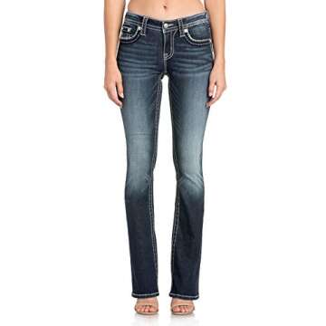Miss Me Women's Living for It Bootcut Jeans, Denim Blue, 30