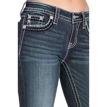 Miss Me Women's Living for It Bootcut Jeans, Denim Blue, 30