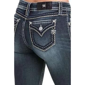 Miss Me Women's Living for It Bootcut Jeans, Denim Blue, 30