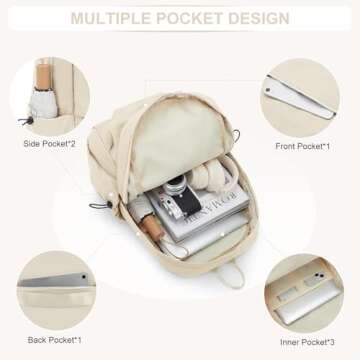 VENATIN Kids Backpack for School, 15.6 inch Laptop Backpack, Girls Students Bookbag, Lightweight Casual Daypack,mochilas escolares, Work Backpack, Beige…