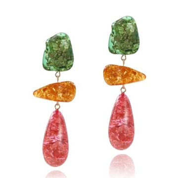 FRESMP Colorful Long Teardrop Dangle Earrings for Women